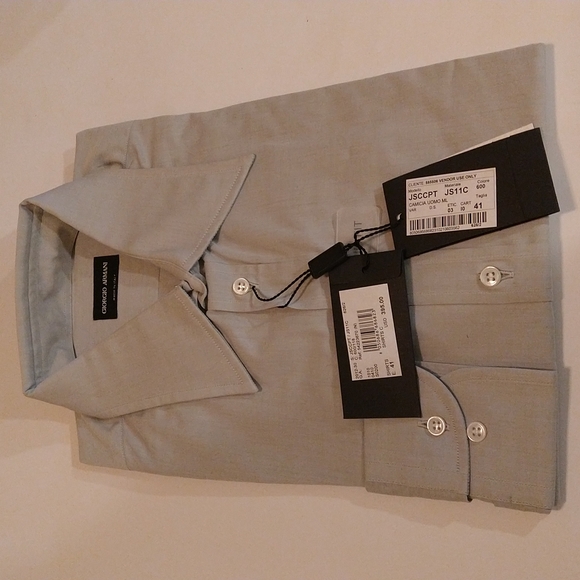Giorgio Armani Other - GIORGIO ARMANI Men's Solid Cotton Dress Shirt, Grey Size 16 / 41 NWT Authentic